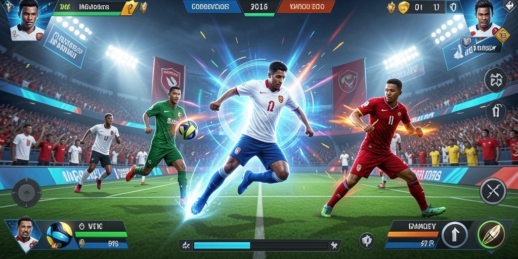Screenshot menunjukkan pertarungan epik dalam arena.